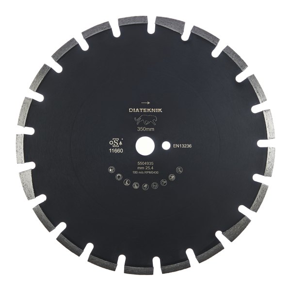 Asfaltklinge Ø350 mm – Asfalt PRO+, asfalt og grøn beton