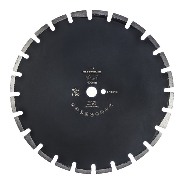 Asfaltklinge Ø400 mm – Asfalt PRO+, asfalt og grøn beton